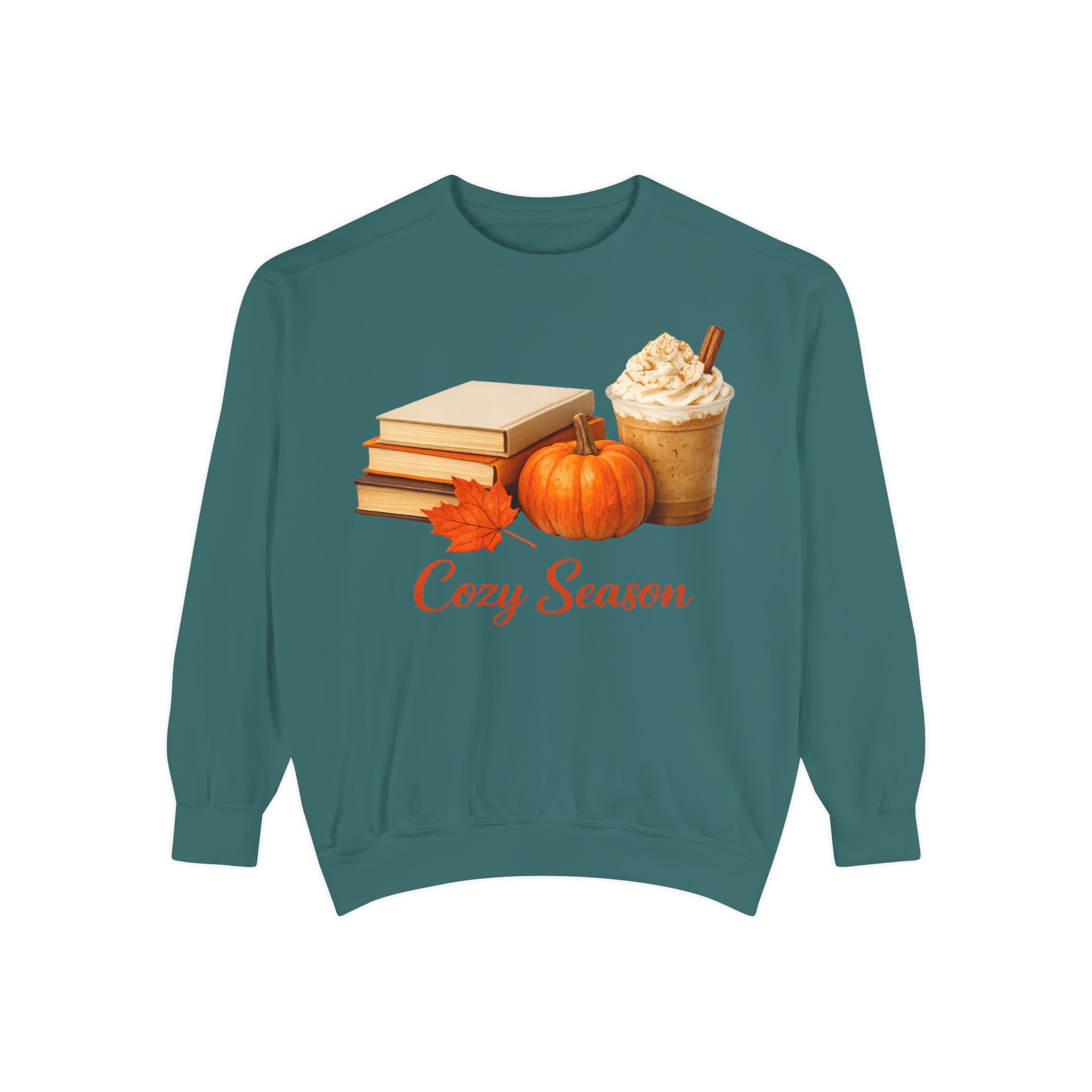 Cozy Season Sweatshirt — Pumpkin, Books & Pumpkin Spice Fall Crewneck