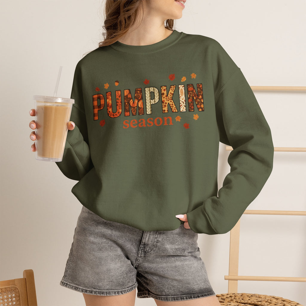 Pumpkin Season Crewneck Sweatshirt — Fall Pumpkin Patch Graphic