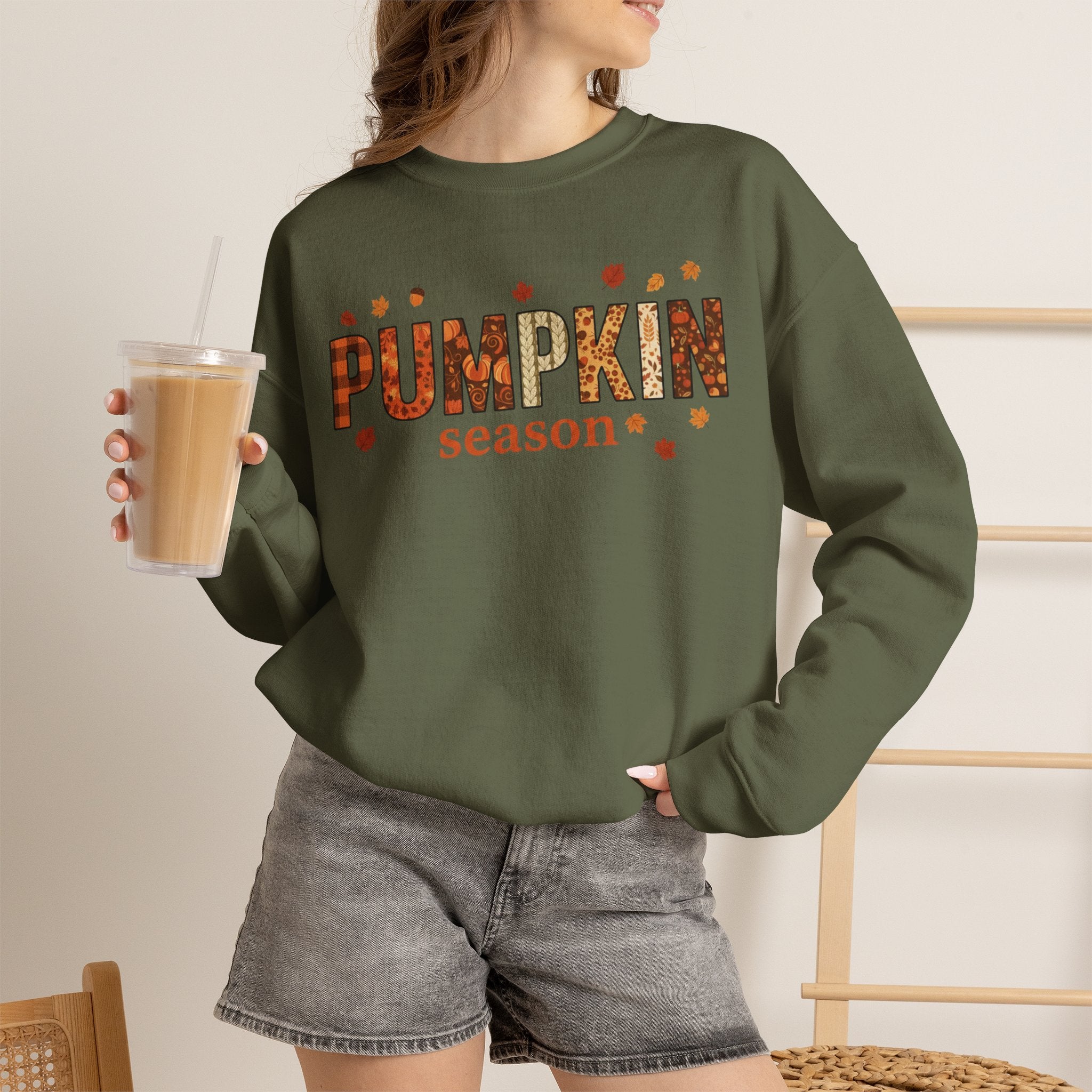 Pumpkin Season Crewneck Sweatshirt — Fall Pumpkin Patch Graphic