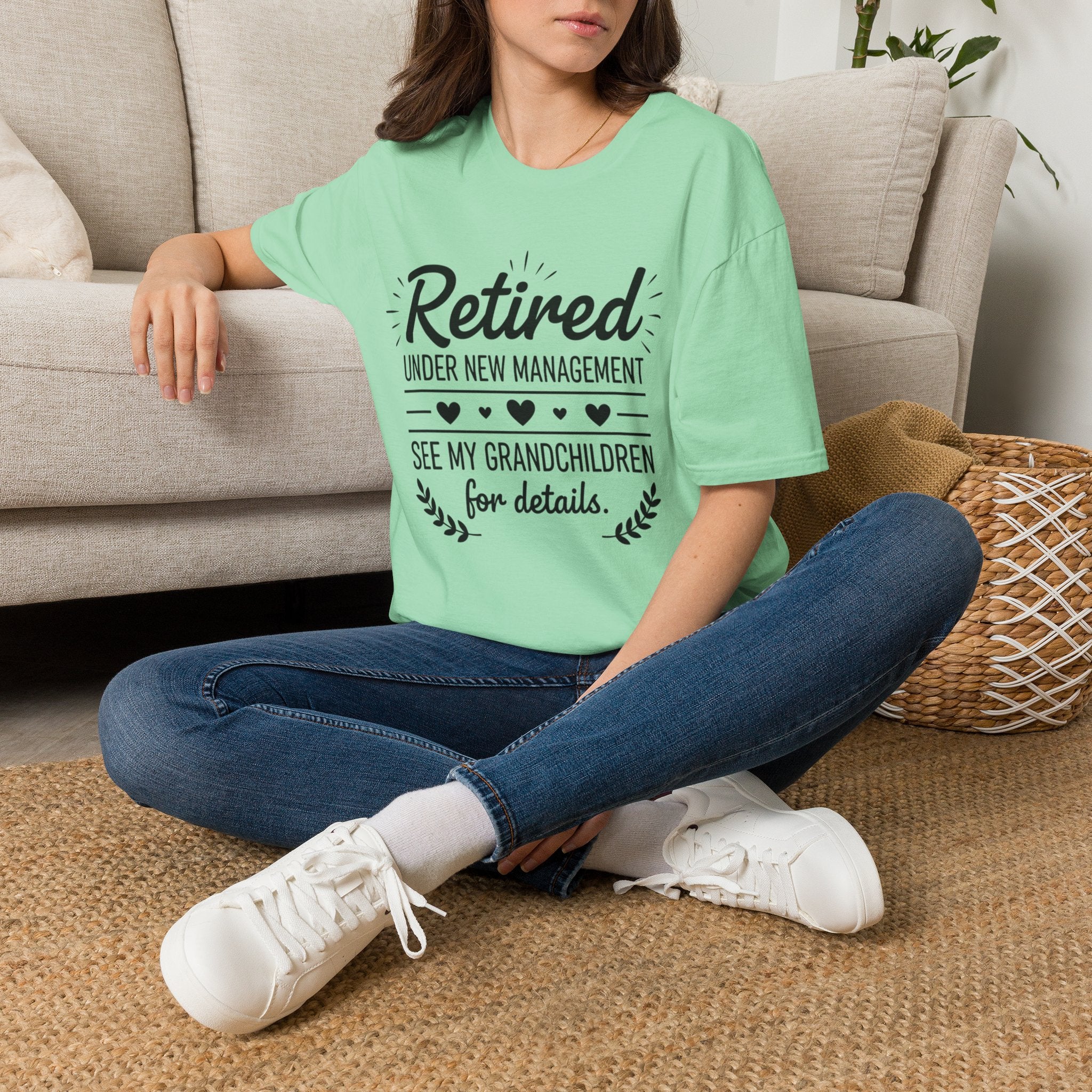 Retired Under New Management T-Shirt — “See My Grandchildren for Details”