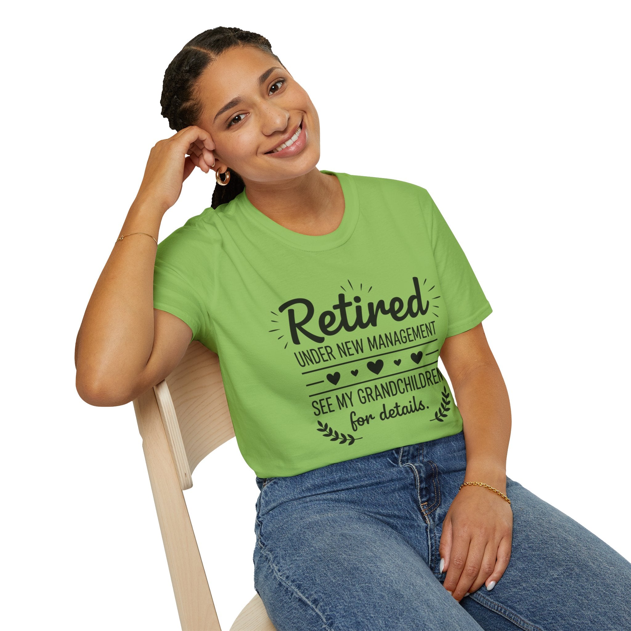 Retired Under New Management T-Shirt — “See My Grandchildren for Details”