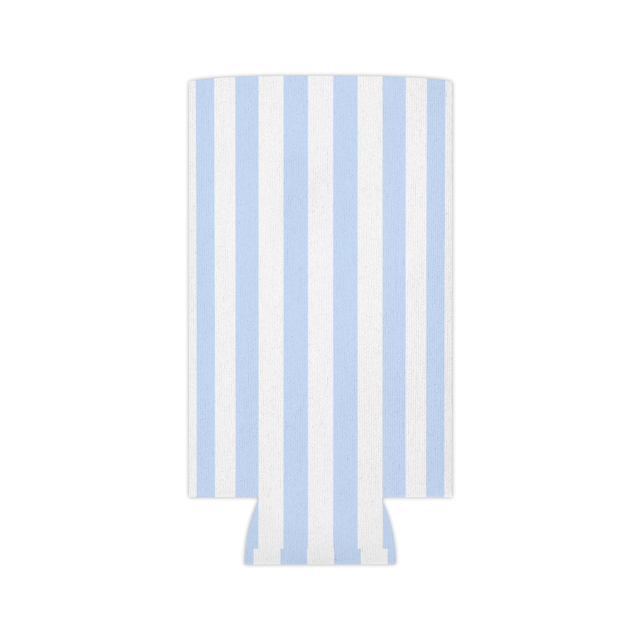 Blue & White Striped Can Cooler — Nautical Summer Beverage Koozie