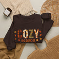 Cozy Season Sweatshirt — Fall Leaves Plaid Autumn Crewneck