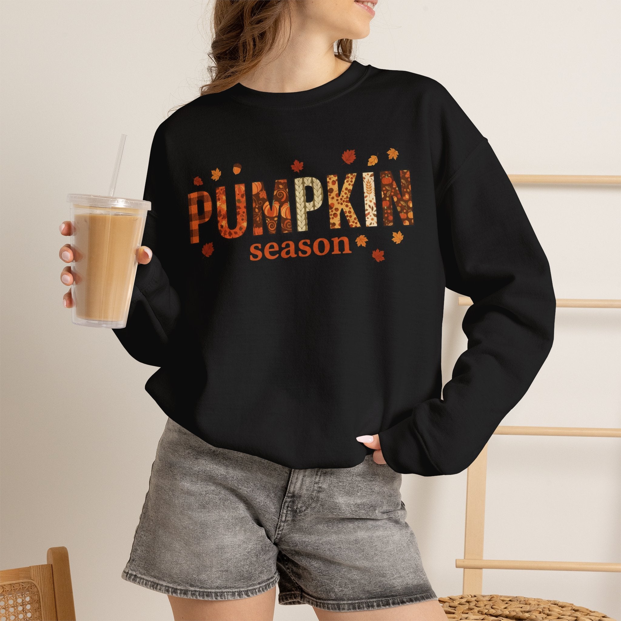 Pumpkin Season Crewneck Sweatshirt — Fall Pumpkin Patch Graphic