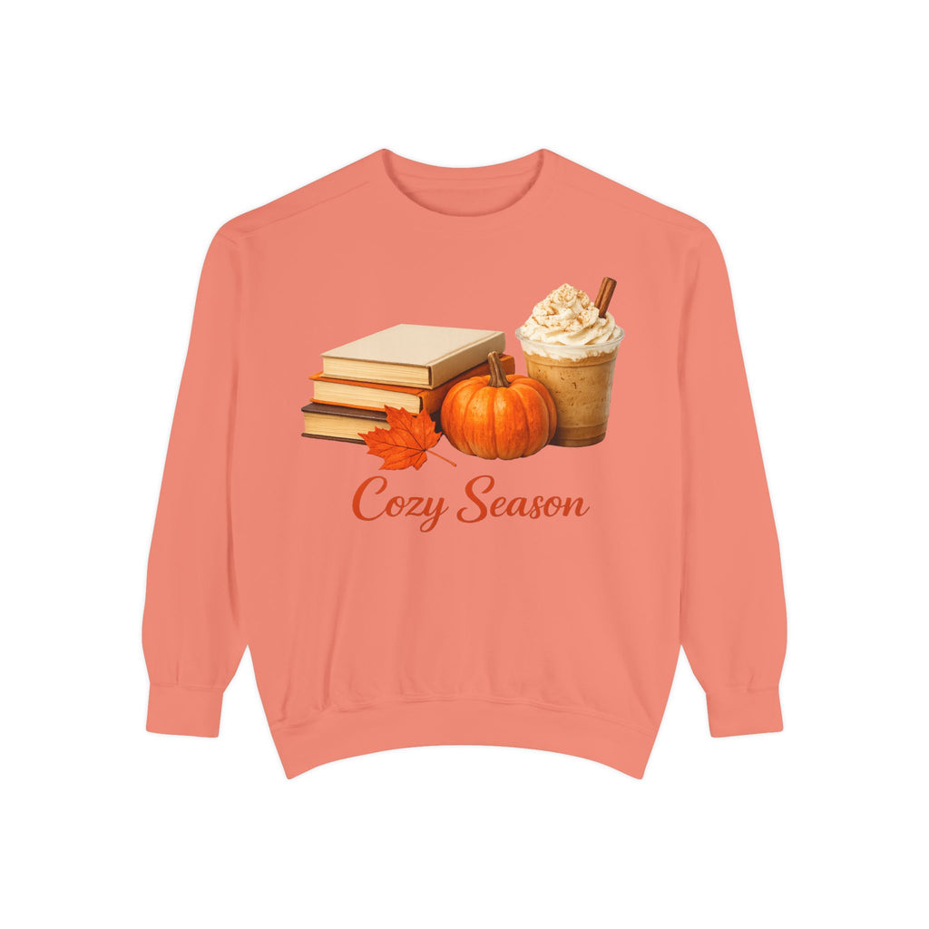 Cozy Season Sweatshirt — Pumpkin, Books & Pumpkin Spice Fall Crewneck