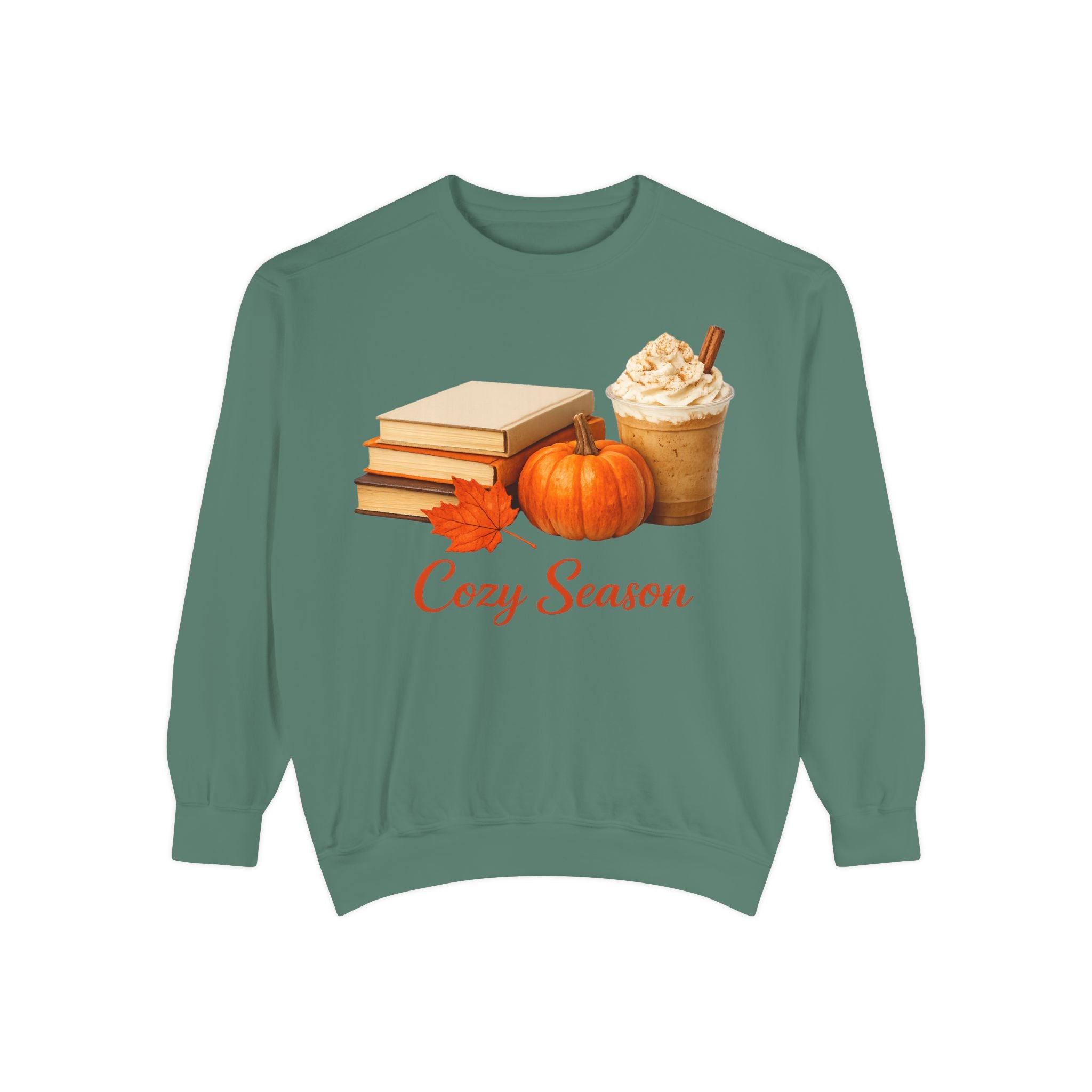 Cozy Season Sweatshirt — Pumpkin, Books & Pumpkin Spice Fall Crewneck