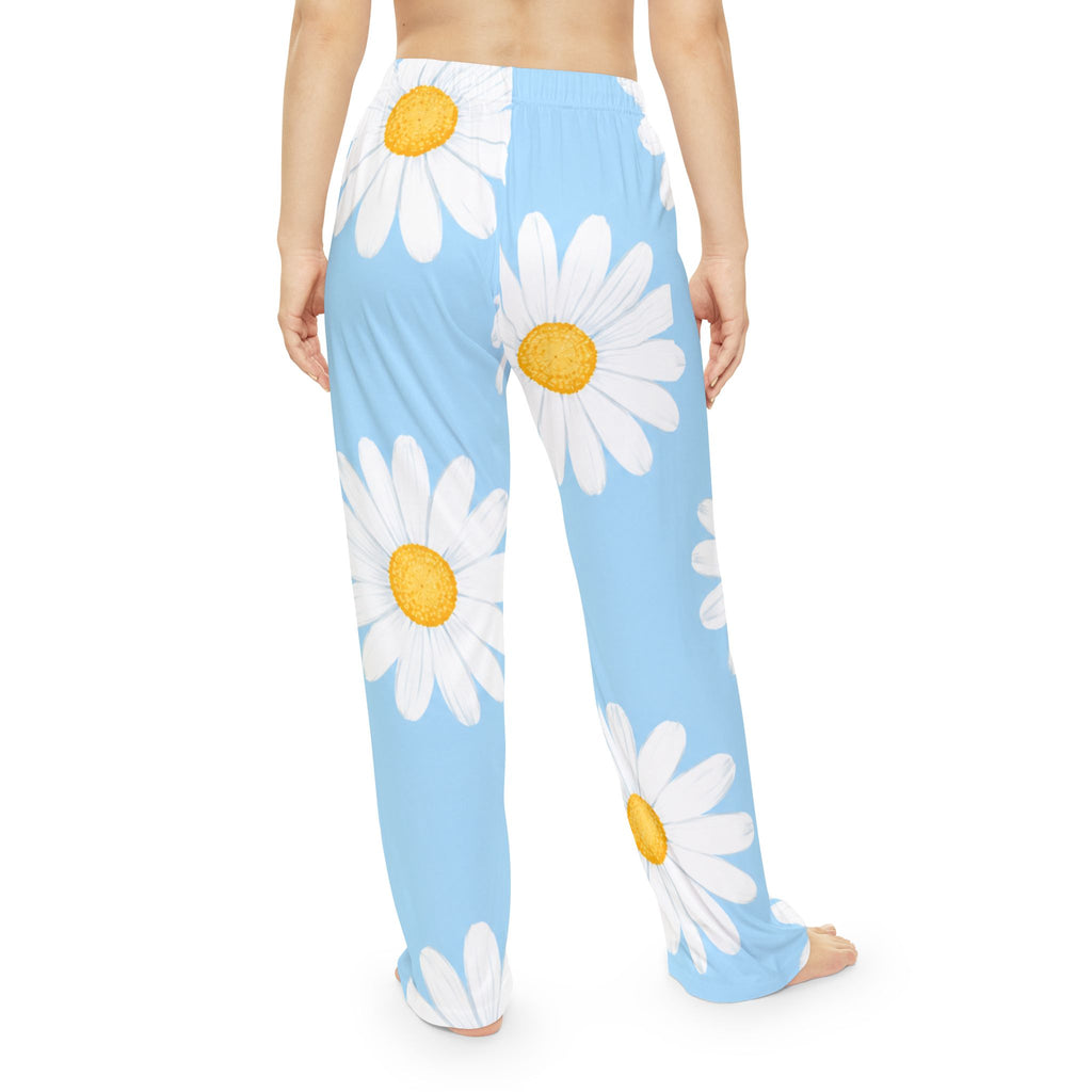 Daisy Split-Print Women's Pajama Pants — Blue Floral Lounge Sleepwear