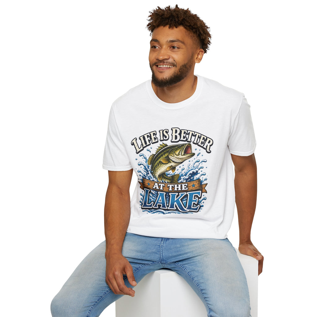 Lake Fishing T-Shirt — "Life Is Better at the Lake" Bass Graphic Tee