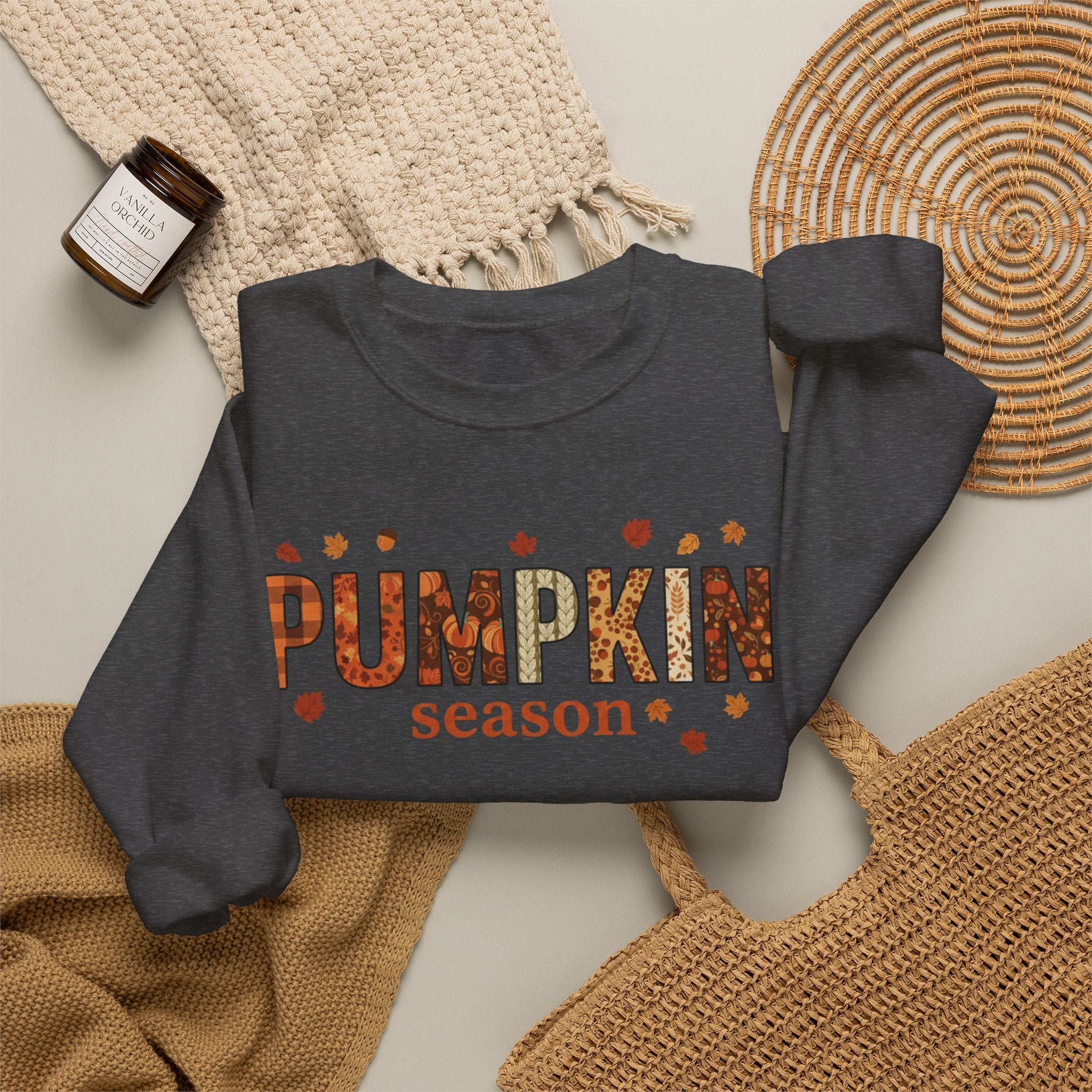 Pumpkin Season Crewneck Sweatshirt — Fall Pumpkin Patch Graphic