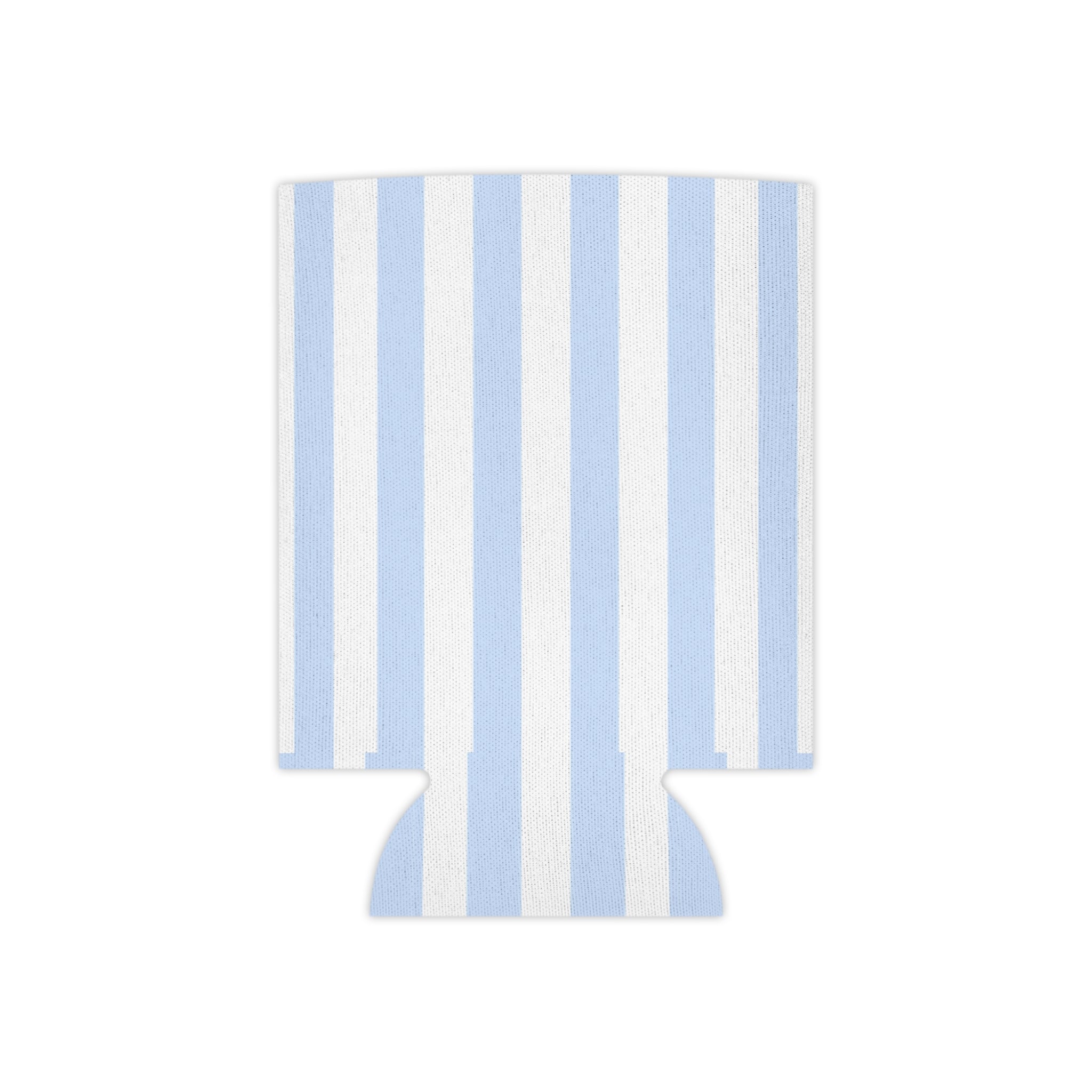 Blue & White Striped Can Cooler — Nautical Summer Beverage Koozie
