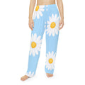 Daisy Split-Print Women's Pajama Pants — Blue Floral Lounge Sleepwear