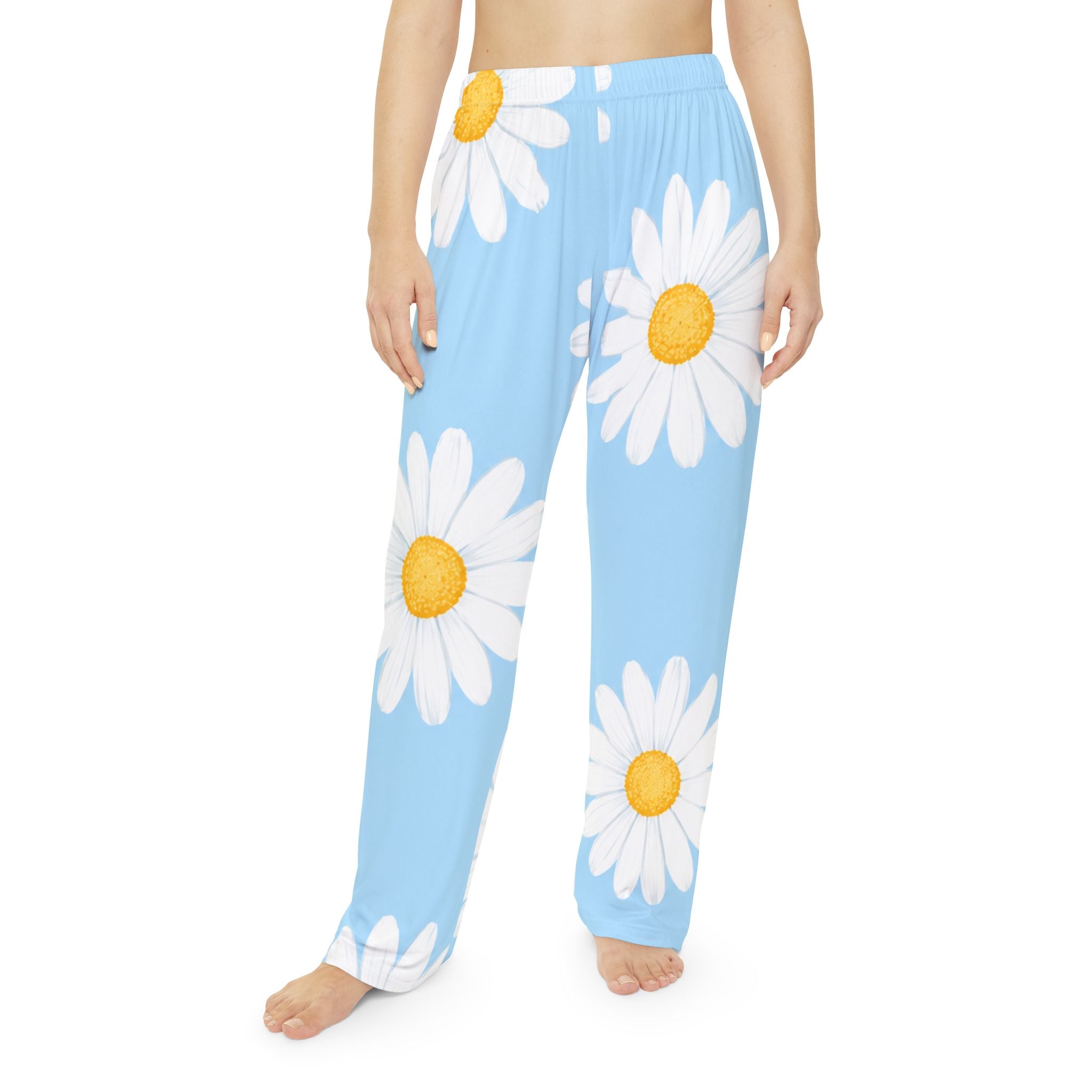 Daisy Split-Print Women's Pajama Pants — Blue Floral Lounge Sleepwear