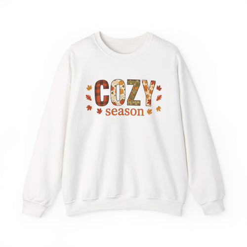Cozy Season Sweatshirt — Fall Leaves Plaid Autumn Crewneck