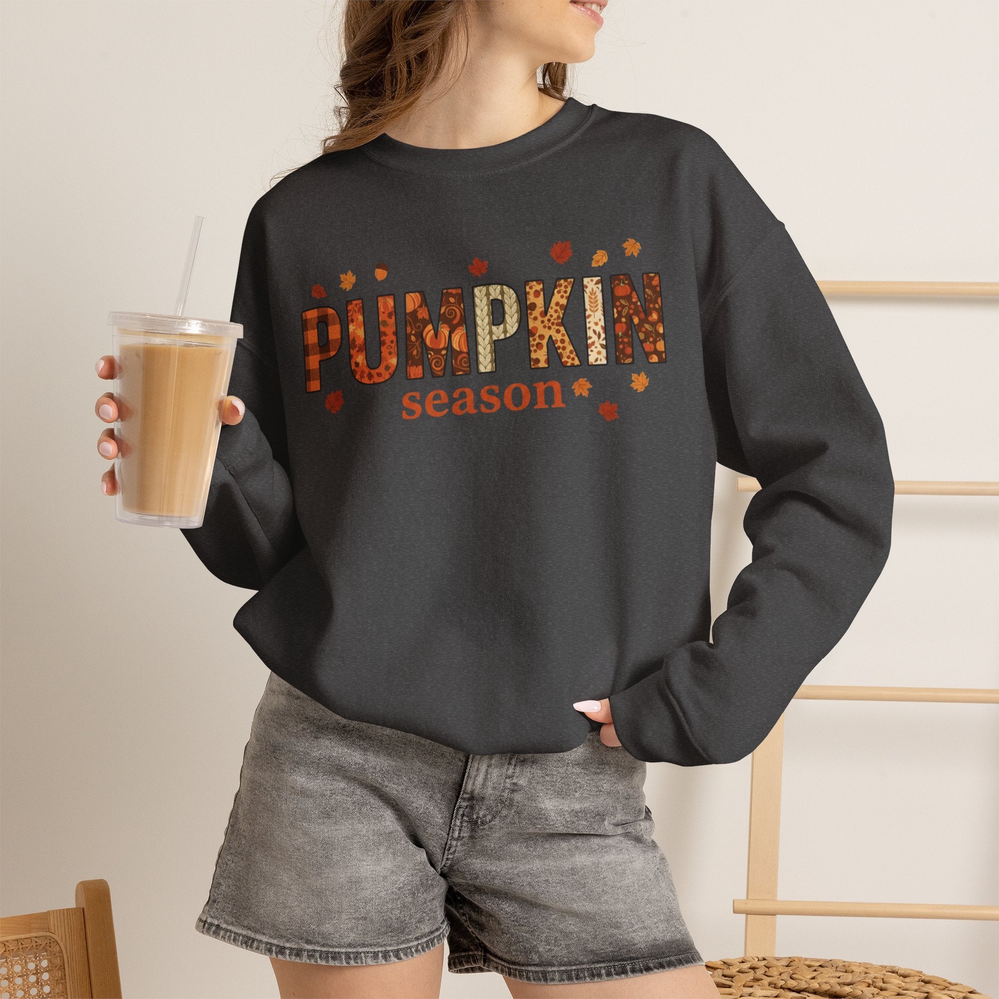 Pumpkin Season Crewneck Sweatshirt — Fall Pumpkin Patch Graphic